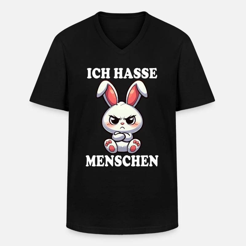 ICH HASSE MENSCHEN Hase - Männer-T-Shirt mit V-Ausschnitt - Schwarz