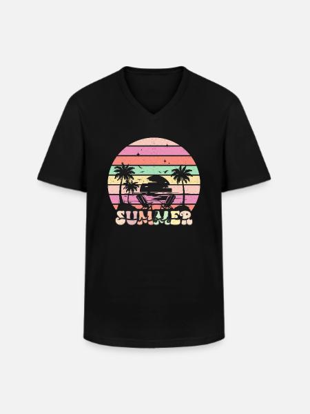 Summer Vibes - Retro Design - Men's V-Neck T-Shirt - black