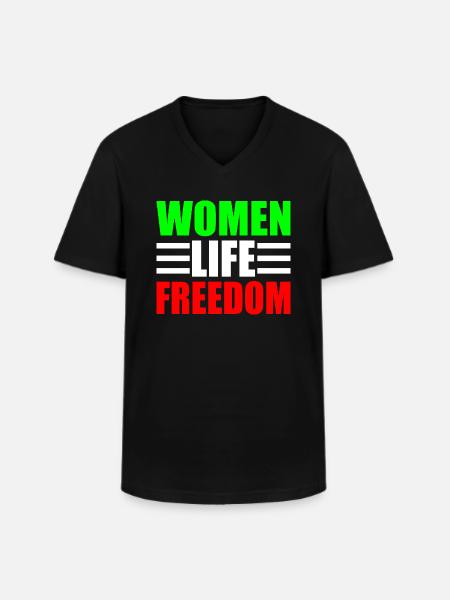 Women life freedom - Men's V-Neck T-Shirt - black