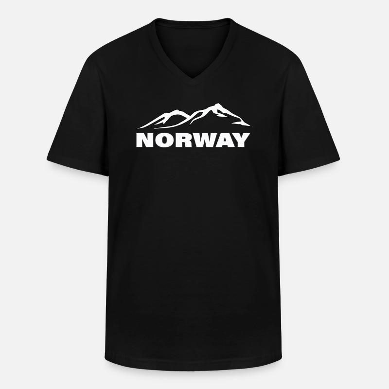 NORWAY - Männer-T-Shirt mit V-Ausschnitt - Schwarz