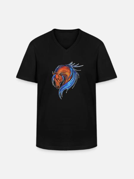 steigendes Pferd Horse - Männer-T-Shirt mit V-Ausschnitt - Schwarz