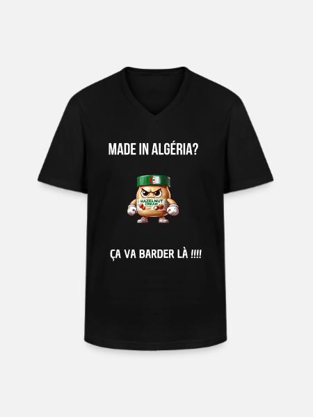 Made in algeria écriture blanche - T-shirt col V Homme - noir