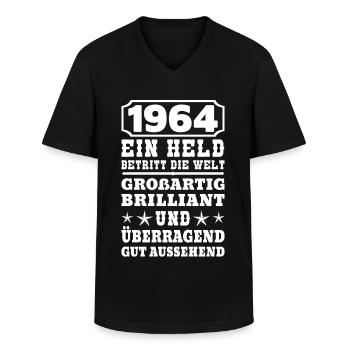 1964 geboren - Männer-T-Shirt mit V-Ausschnitt - Schwarz - Vorne - AI Model Male 178 dark (178cm)