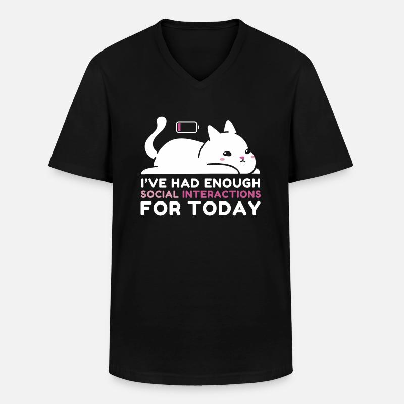 Genügend soziale Interaktionen - Männer-T-Shirt mit V-Ausschnitt - Schwarz