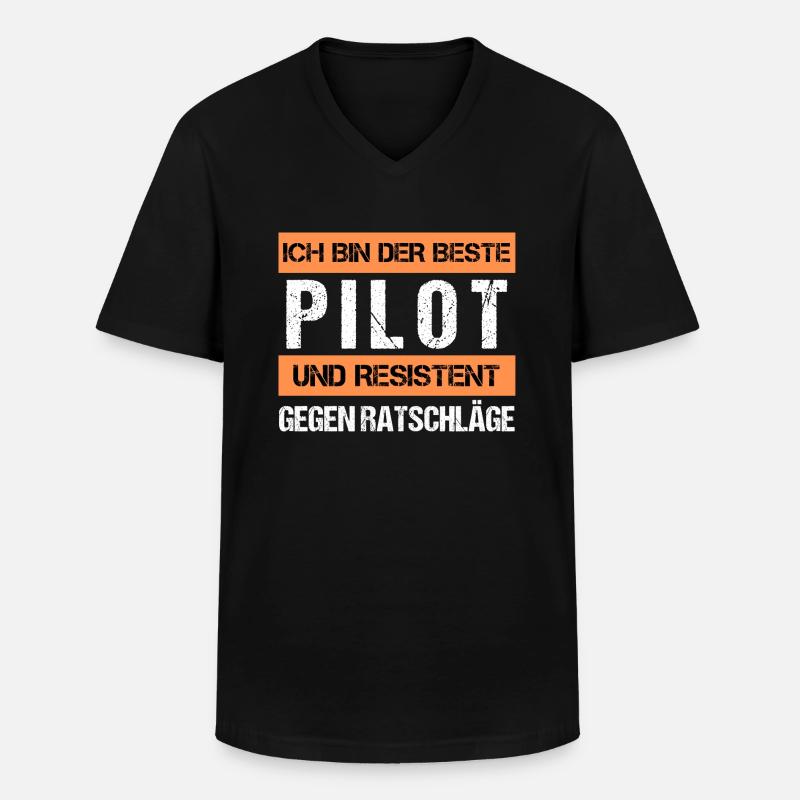 Resistenter Pilot - Männer-T-Shirt mit V-Ausschnitt - Schwarz