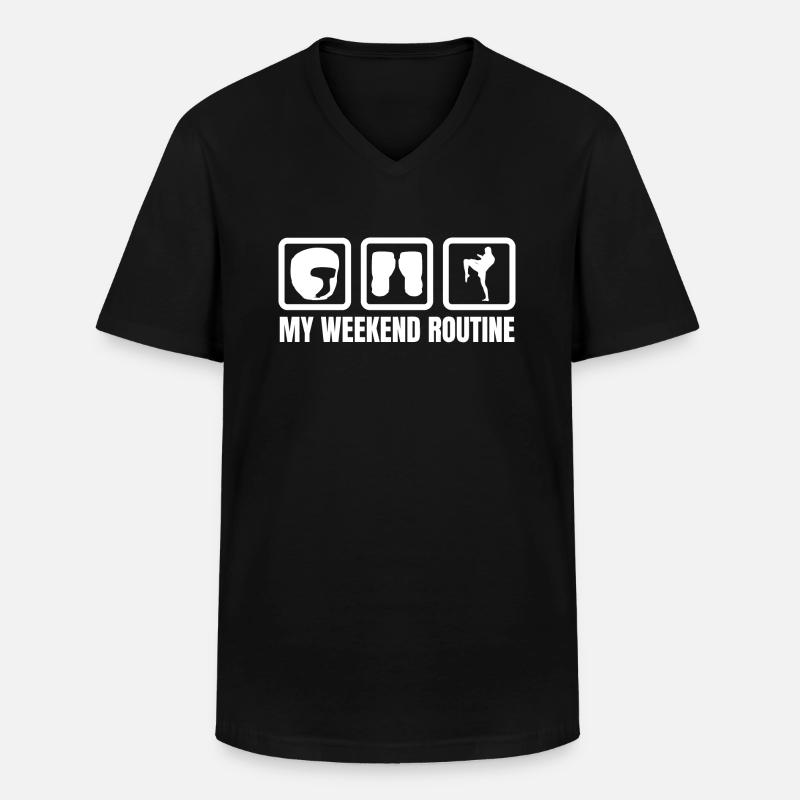 Meine Wochenendroutine - Männer-T-Shirt mit V-Ausschnitt - Schwarz