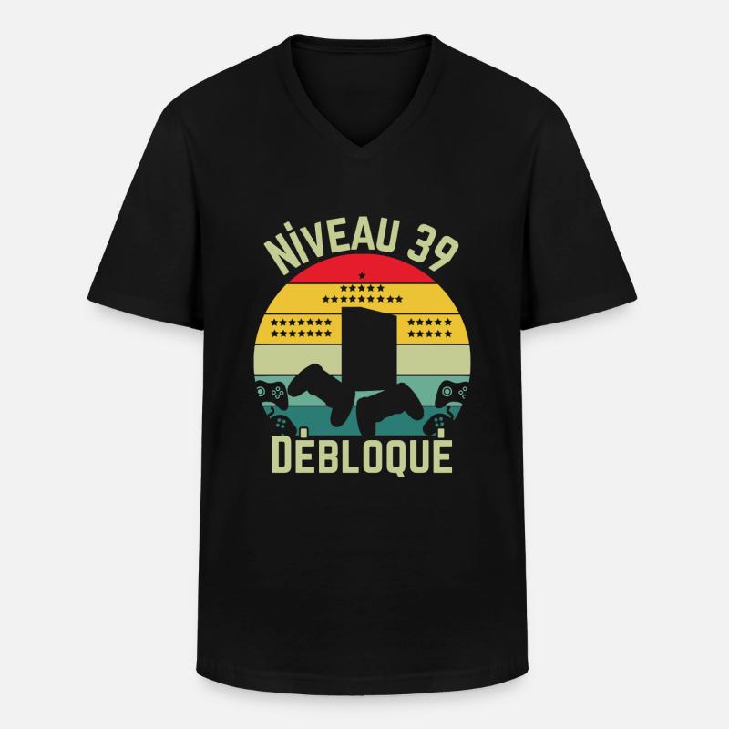 Level 39 freigeschaltet - Männer-T-Shirt mit V-Ausschnitt - Schwarz