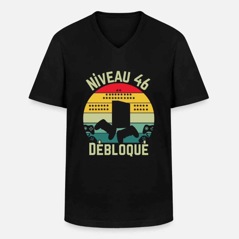 Level 46 freigeschaltet - Männer-T-Shirt mit V-Ausschnitt - Schwarz