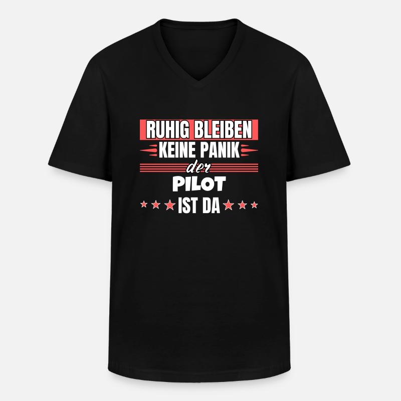 Ruhig bleiben ich bin Pilot - Männer-T-Shirt mit V-Ausschnitt - Schwarz