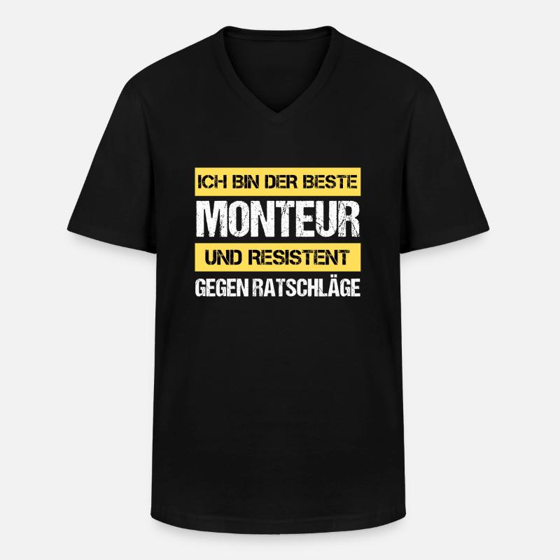 Resistenter Monteur - Männer-T-Shirt mit V-Ausschnitt - Schwarz