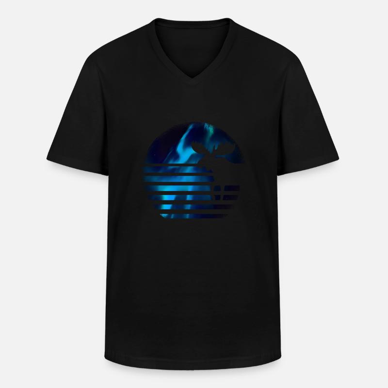 Elch - Männer-T-Shirt mit V-Ausschnitt - Schwarz