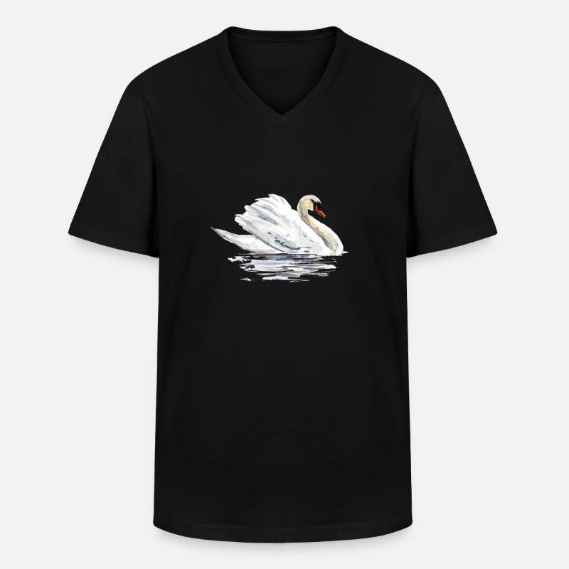 Schwan - Männer-T-Shirt mit V-Ausschnitt - Schwarz