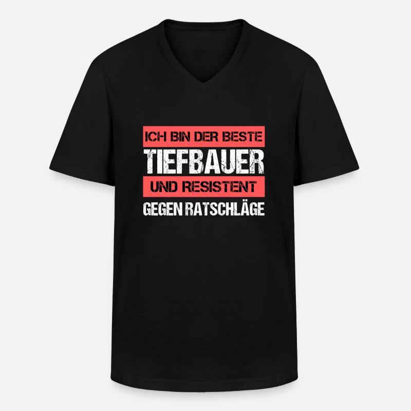 Resistenter Tiefbauer - Männer-T-Shirt mit V-Ausschnitt - Schwarz
