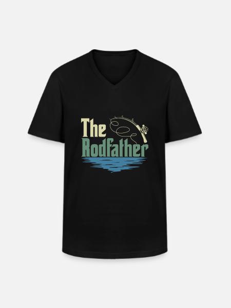 The Rodfather Fishing Rod - Men's V-Neck T-Shirt - black