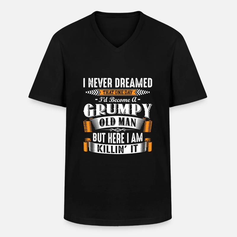Grumpy Old Man Fathers Day - Männer-T-Shirt mit V-Ausschnitt - Schwarz