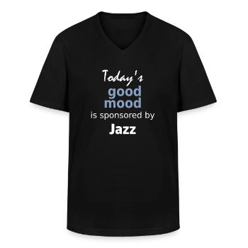 Today's good mood is sponsored by Jazz - Männer-T-Shirt mit V-Ausschnitt - Schwarz - Vorne - AI Model Male 178 dark (178cm)