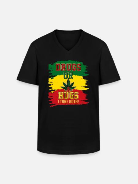 Drugs Or Hugs - Männer-T-Shirt mit V-Ausschnitt - Schwarz