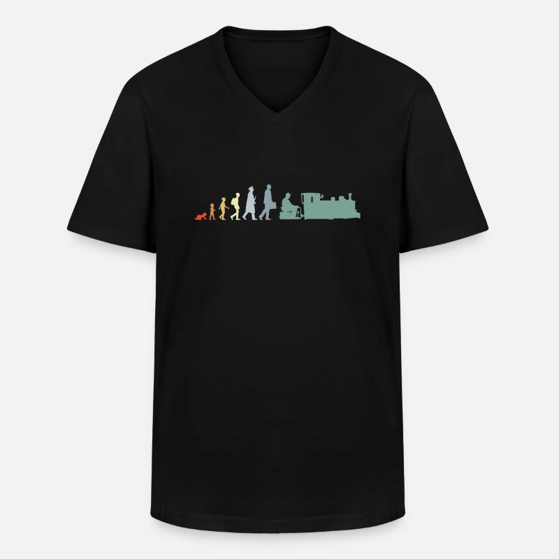 Trainspotter Evolution - Männer-T-Shirt mit V-Ausschnitt - Schwarz