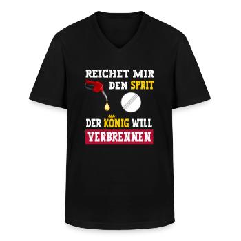 Reichet mir den Sprit der König will verbrennen - Männer-T-Shirt mit V-Ausschnitt - Schwarz - Vorne - AI Model Male 178 dark (178cm)