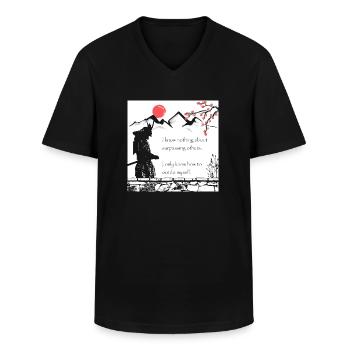 Citation de samouraï Japan Warrior Inspiration Dicton - T-shirt col V Homme - noir - Devant - AI Model Male 178 dark (178cm)
