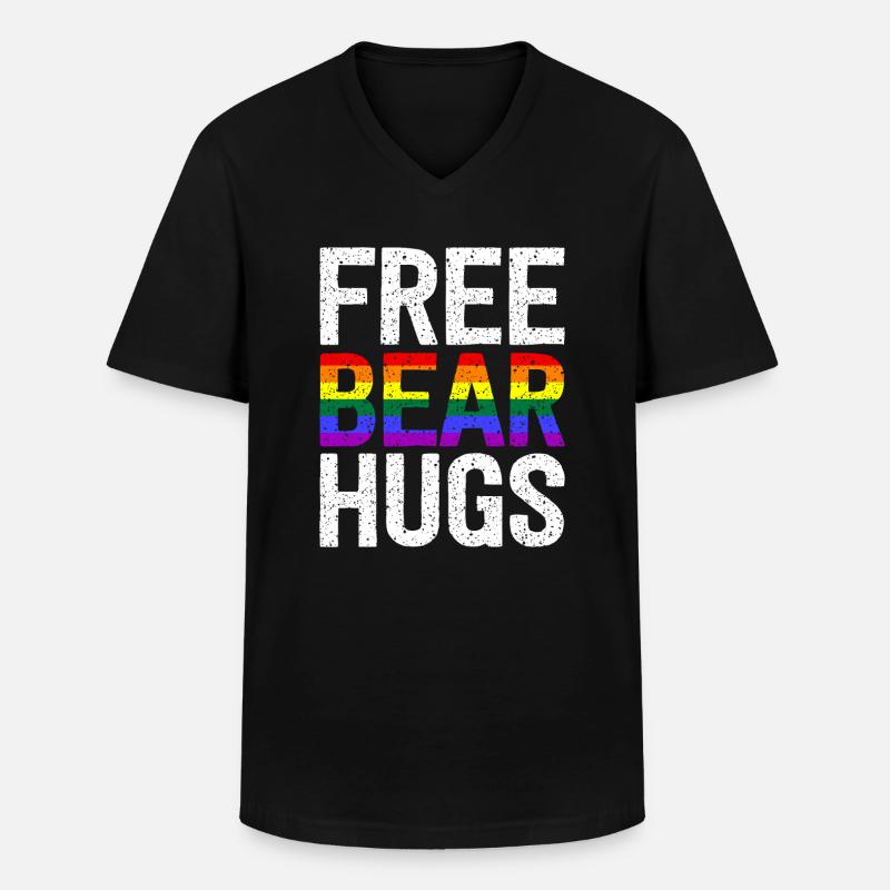 Free Bear Hugs - Männer-T-Shirt mit V-Ausschnitt - Schwarz