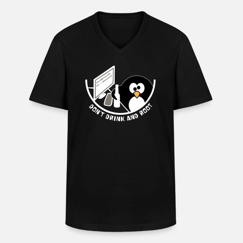 Administrateur ivre / dev / null - T-shirt col V Homme - noir