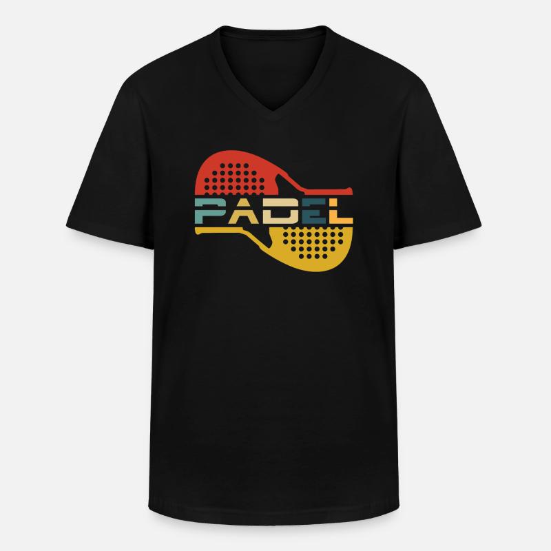 Padel - Männer-T-Shirt mit V-Ausschnitt - Schwarz