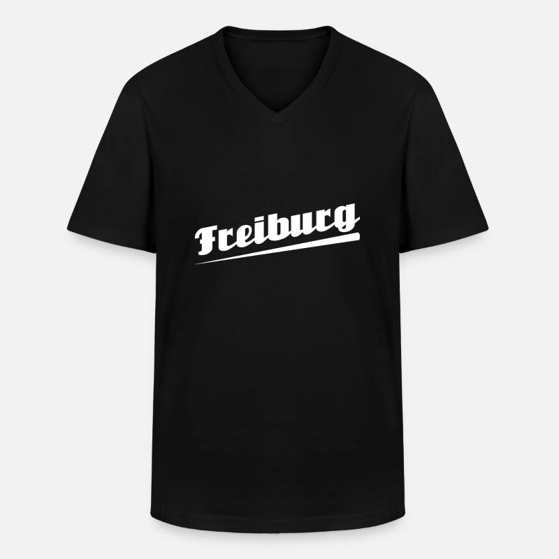 Freiburg - Textdesign mit Stadtnamen - Männer-T-Shirt mit V-Ausschnitt - Schwarz