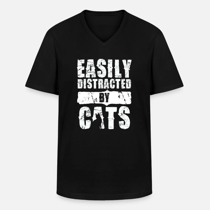 Leicht Ablenkbar Durch Katzen - Männer-T-Shirt mit V-Ausschnitt - Schwarz