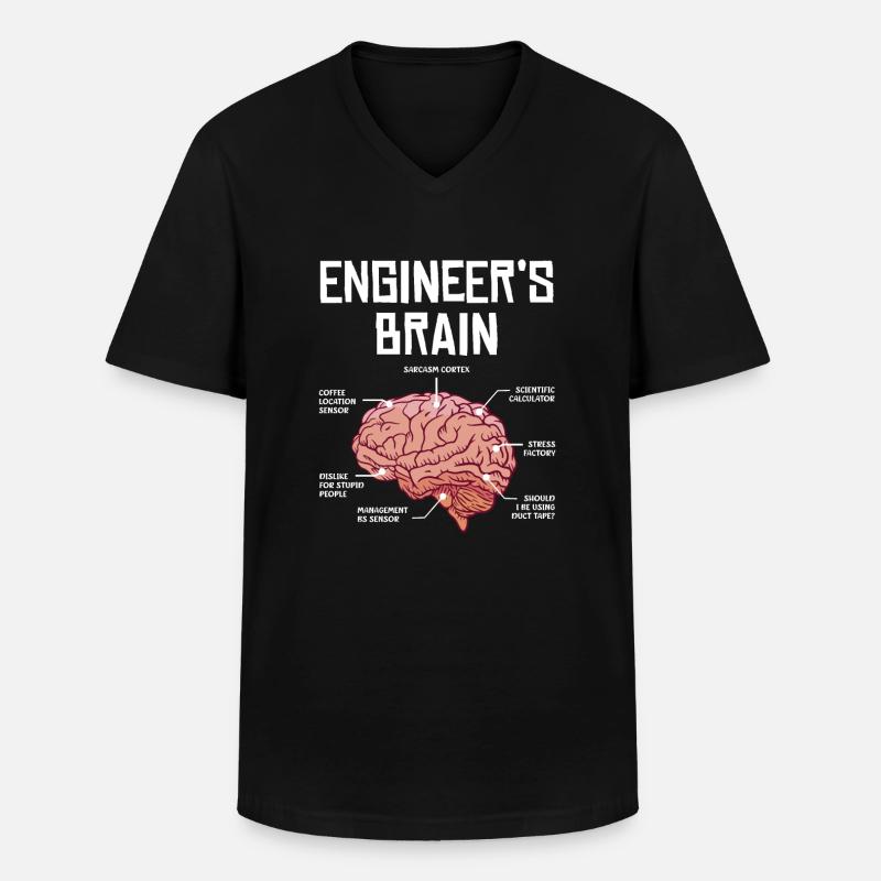 Engineer's Brain Funny Thoughts - Men's V-Neck T-Shirt - black
