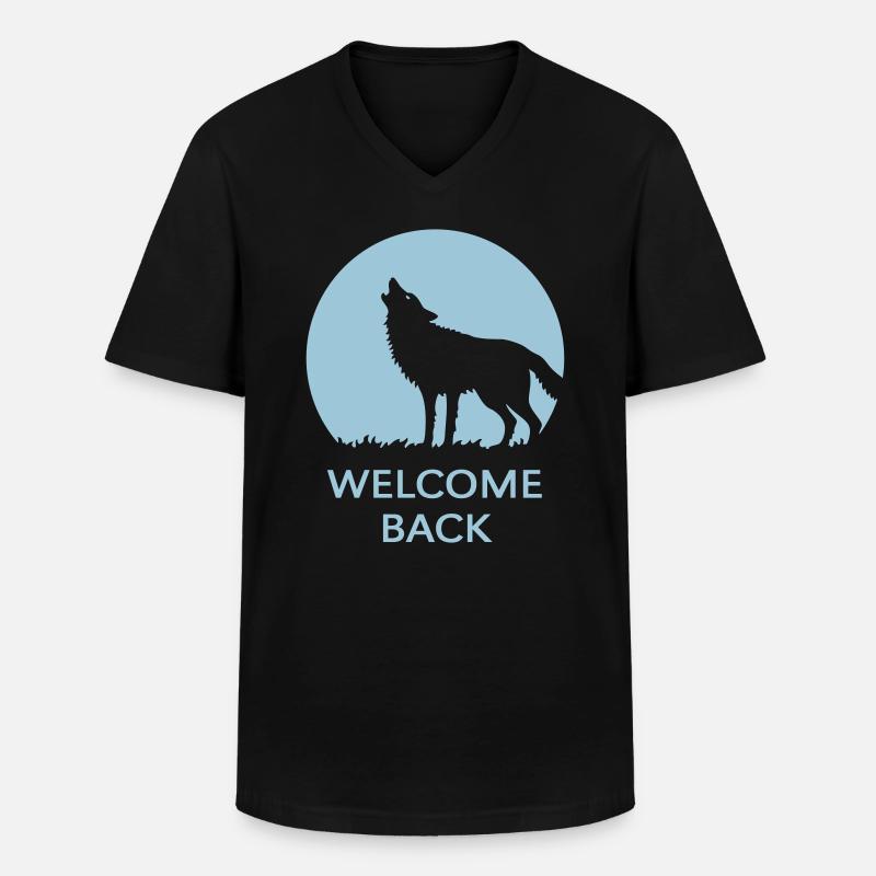 Welcome Back (Wolf / 1C) - Männer-T-Shirt mit V-Ausschnitt - Schwarz