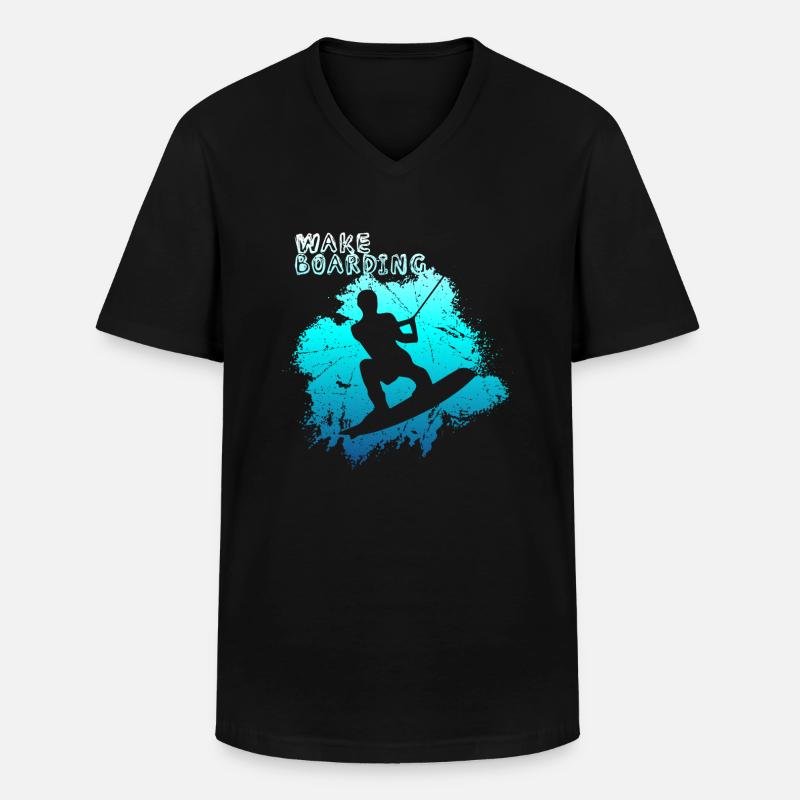 Wakeboard - Männer-T-Shirt mit V-Ausschnitt - Schwarz