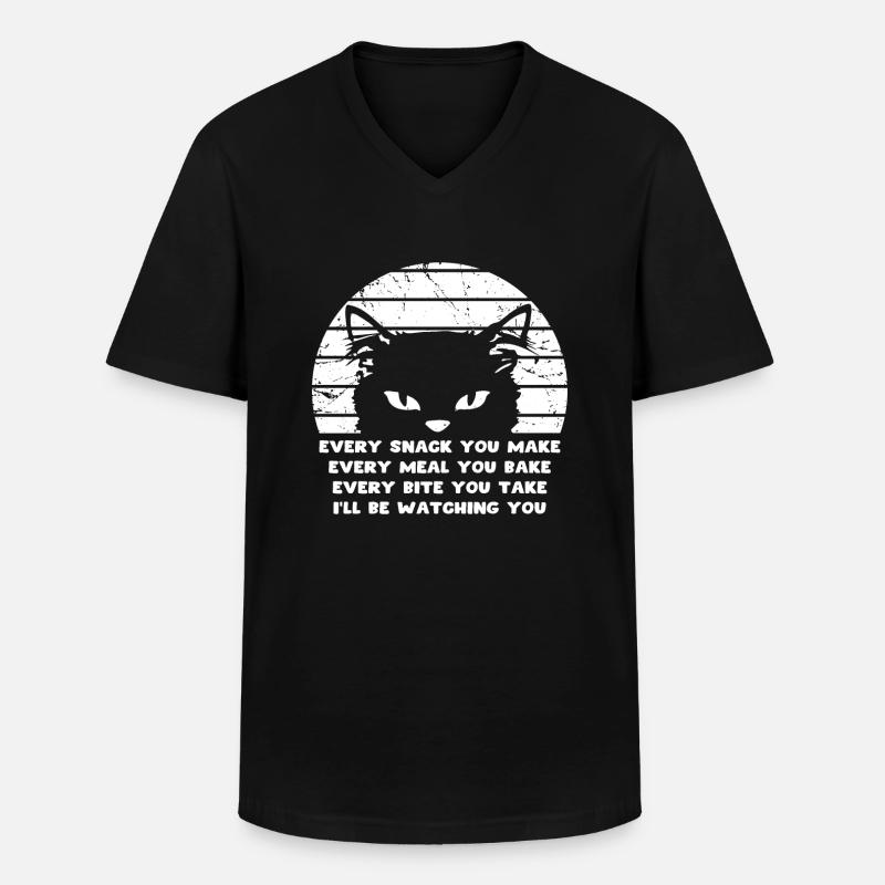 Hungrige Katze - Männer-T-Shirt mit V-Ausschnitt - Schwarz