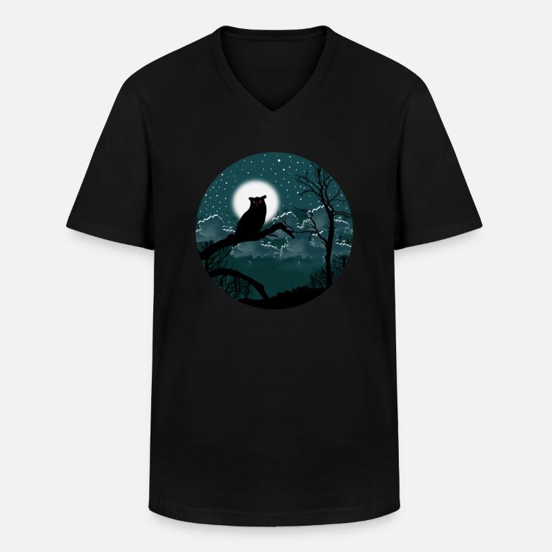 Nachteule Sternenhimmel - Männer-T-Shirt mit V-Ausschnitt - Schwarz