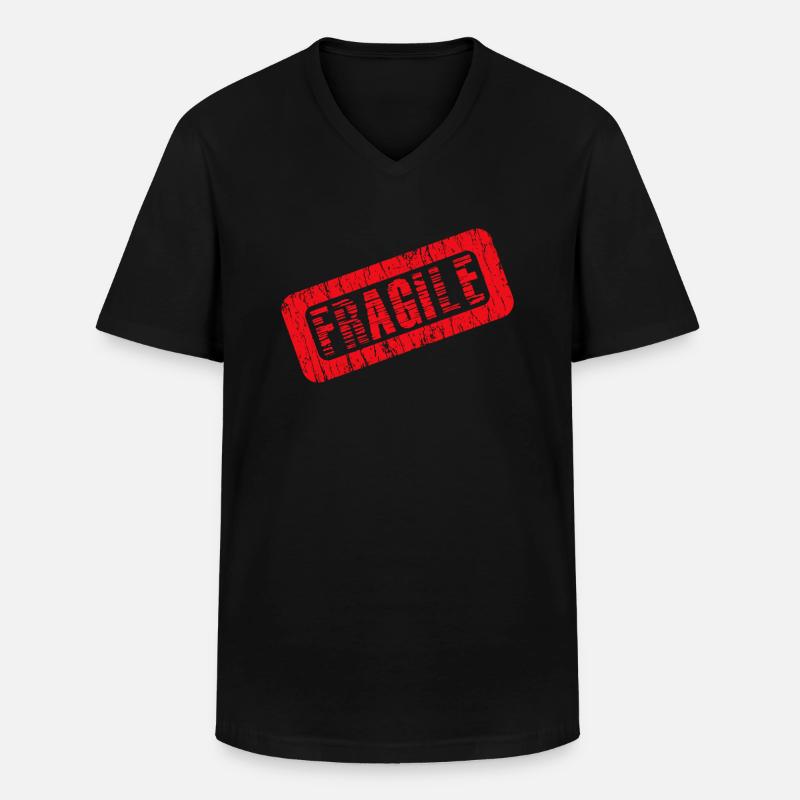 Fragil - Männer-T-Shirt mit V-Ausschnitt - Schwarz