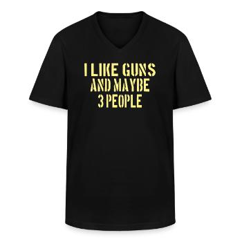 PRO GUN / 2ND AMENDMENT: I like guns! - Men's V-Neck T-Shirt - black - Front - AI Model Male 178 dark (178cm)