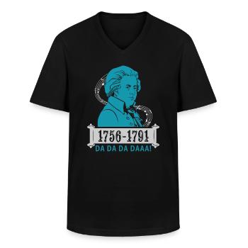 Wolfgang Amadeus Mozart - T-shirt col V Homme - noir - Devant - AI Model Male 178 dark (178cm)