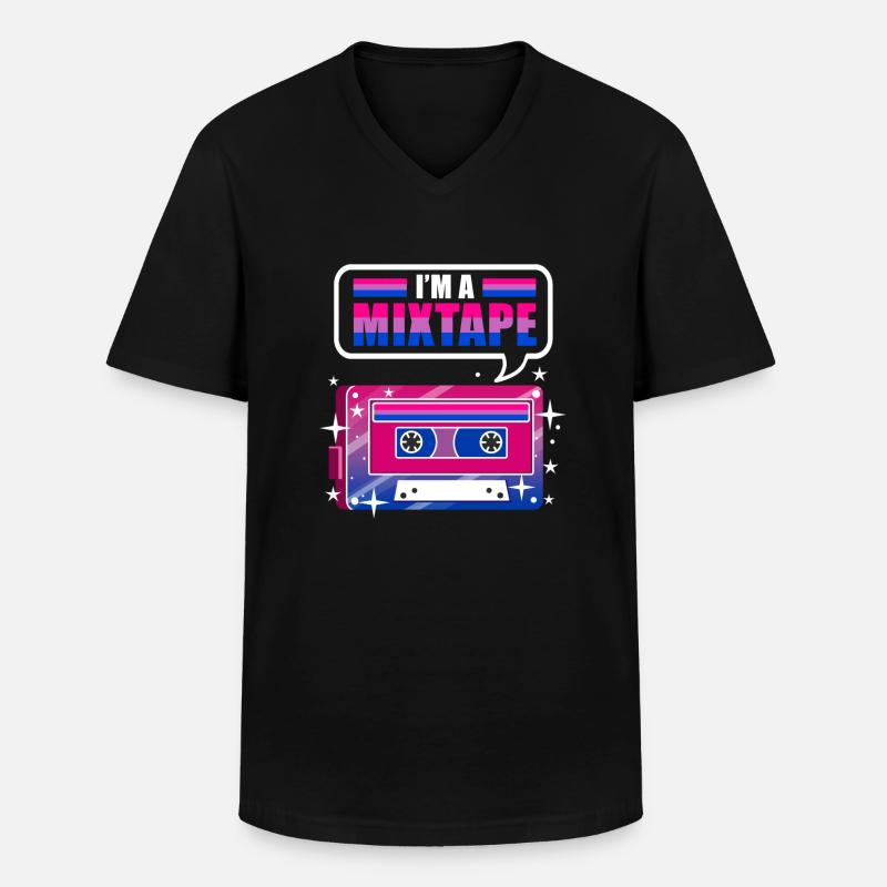 Im A Mixtape Bi Pride - Männer-T-Shirt mit V-Ausschnitt - Schwarz