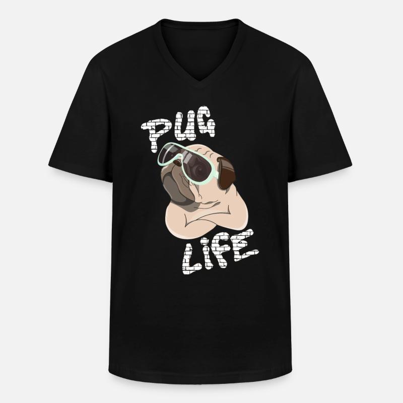 Mops: Pug Life - Männer-T-Shirt mit V-Ausschnitt - Schwarz