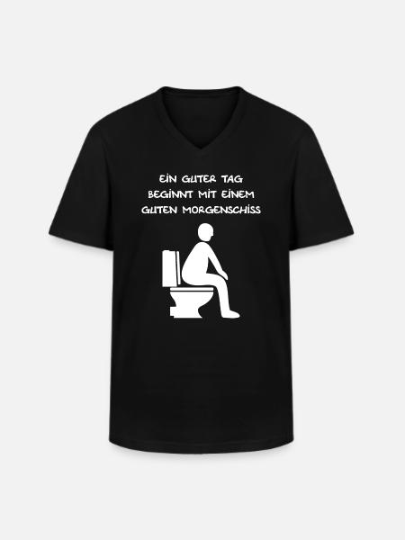 Klo, kacken, Morgenschiss, scheißen, WC, Stuhlgang - Männer-T-Shirt mit V-Ausschnitt - Schwarz