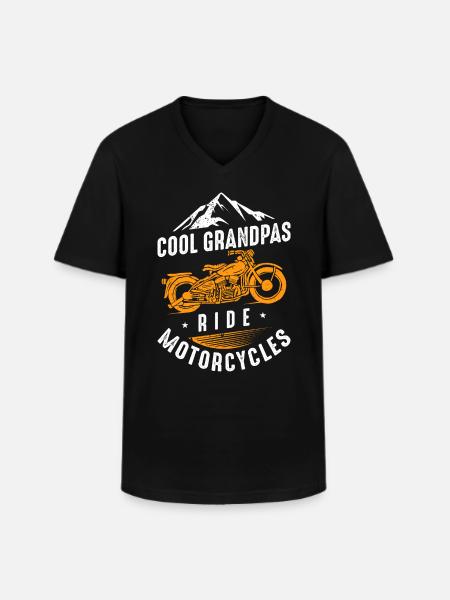 Cool Grandpas Ride Motorcycles - Men's V-Neck T-Shirt - black