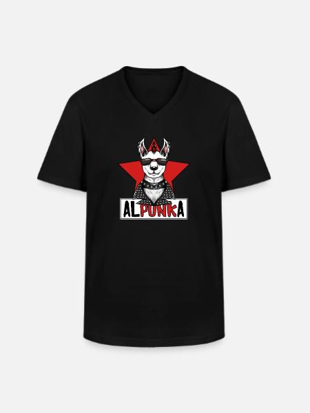 Alpunka Punk Alpaca Lama Punk Rock Punk Rocker Star - Maglietta da uomo classica con scollo a V - nero