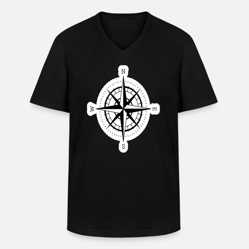 Kompas med kompasrose til navigation - Klassisk herre T-shirt med V-udskæring - sort
