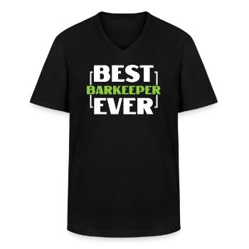 Best Barkeeper ever- Barkeeper shirt - Men's V-Neck T-Shirt - black - Front - AI Model Male 178 dark (178cm)