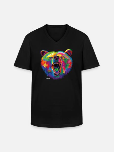 P.D. Moreno Bunter Bär - Männer-T-Shirt mit V-Ausschnitt - Schwarz