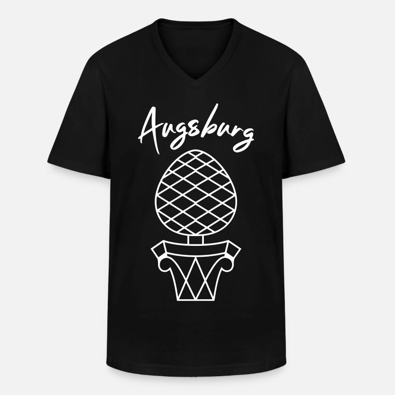 Augsburg | Designfarbe einstellbar - Männer-T-Shirt mit V-Ausschnitt - Schwarz