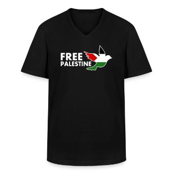 Free palestine - Männer-T-Shirt mit V-Ausschnitt - Schwarz - Vorne - AI Model Male 178 dark (178cm)