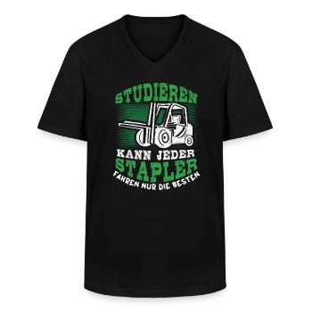 Staplerfahrer - Studieren Kann Jeder Stapler - Männer-T-Shirt mit V-Ausschnitt - Schwarz - Vorne - AI Model Male 178 dark (178cm)