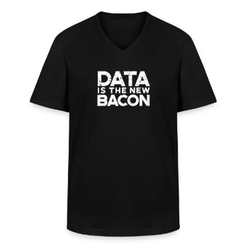 Les données sont le nouveau bacon - base de données - T-shirt col V Homme - noir - Devant - AI Model Male 178 dark (178cm)