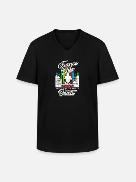 Trance is life That’s why our hearts have beats - - Men's V-Neck T-Shirt - black